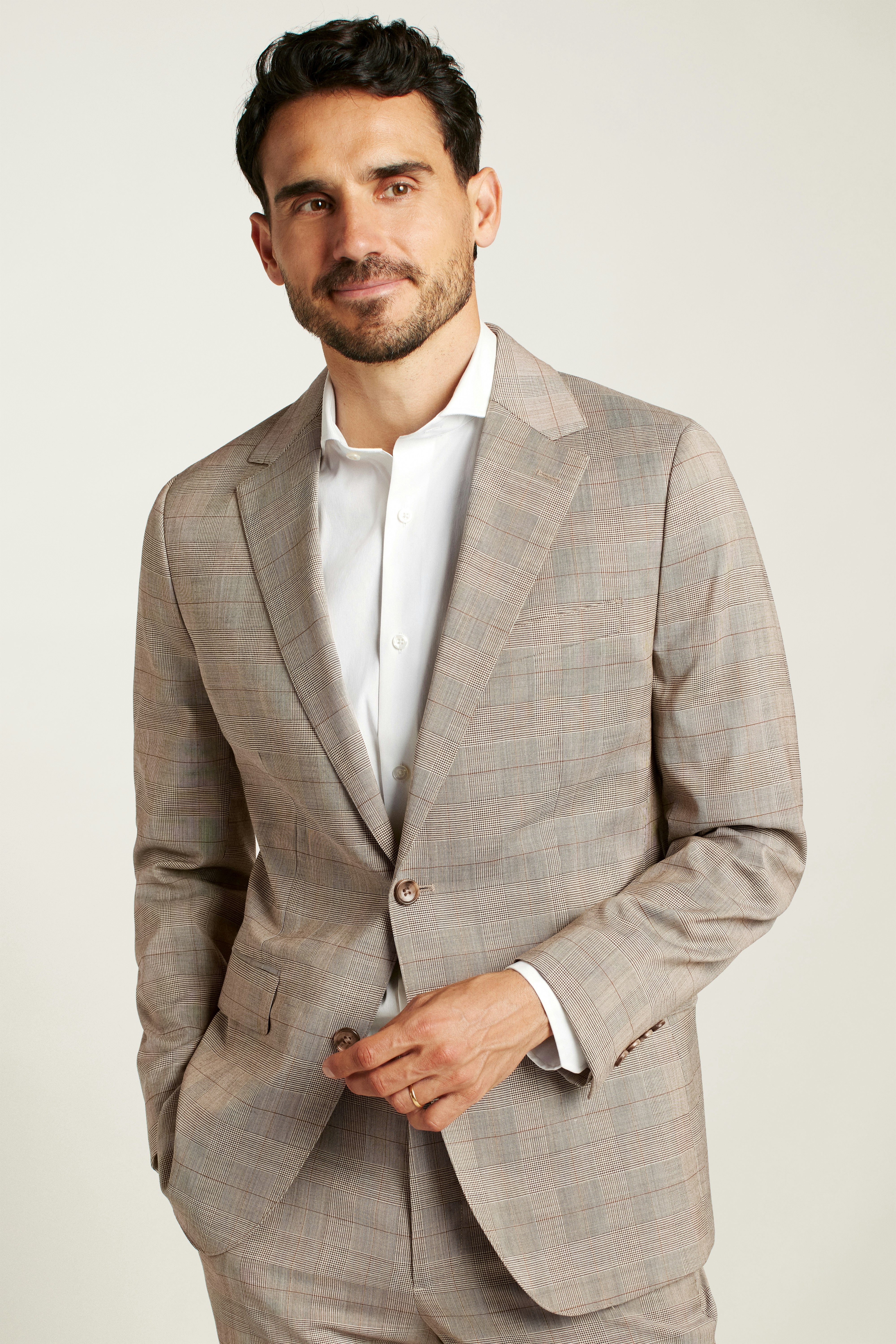 Jetsetter Italian Wool Blazer tan plaid