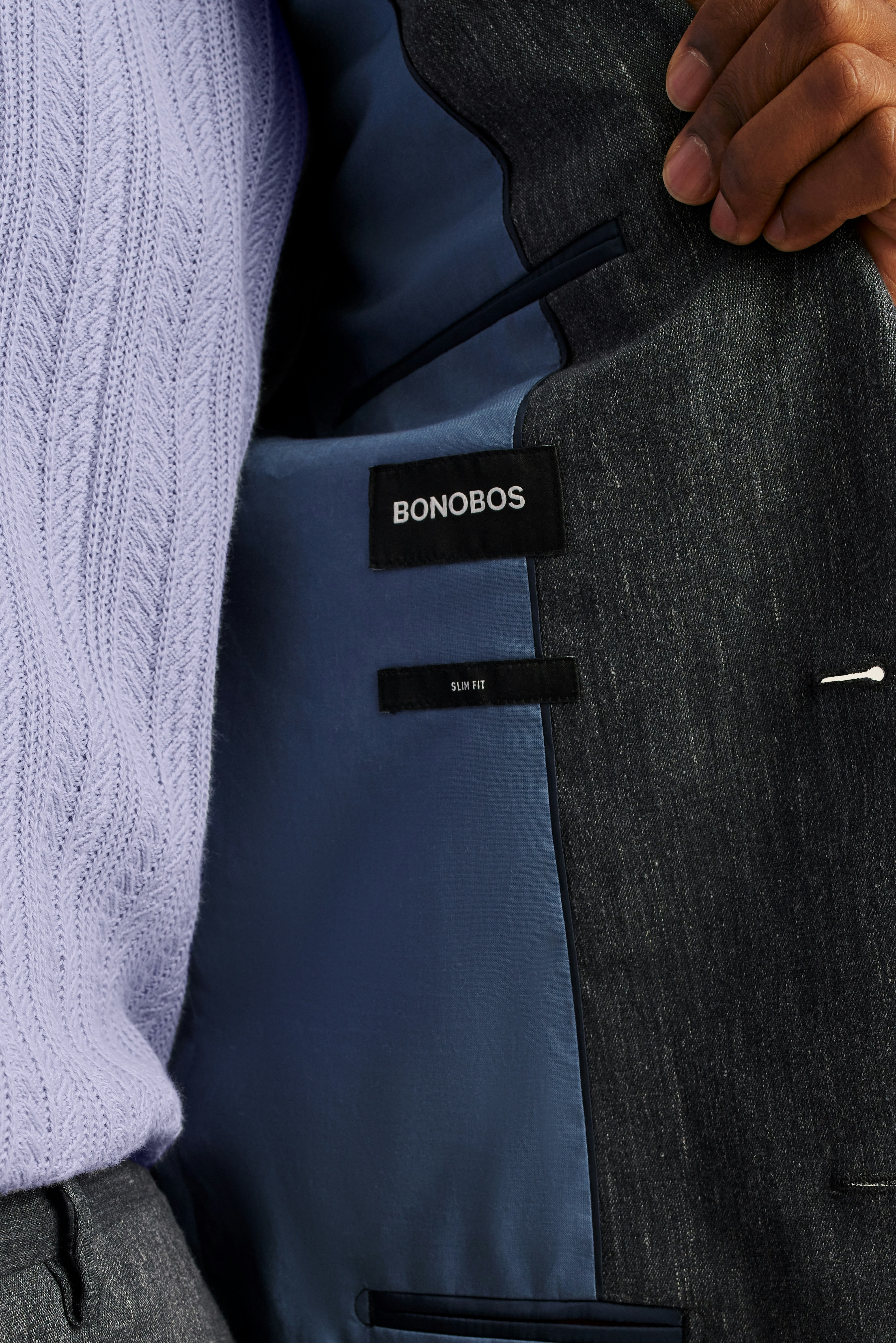 Italian Stretch Linen Suit Jacket charcoal