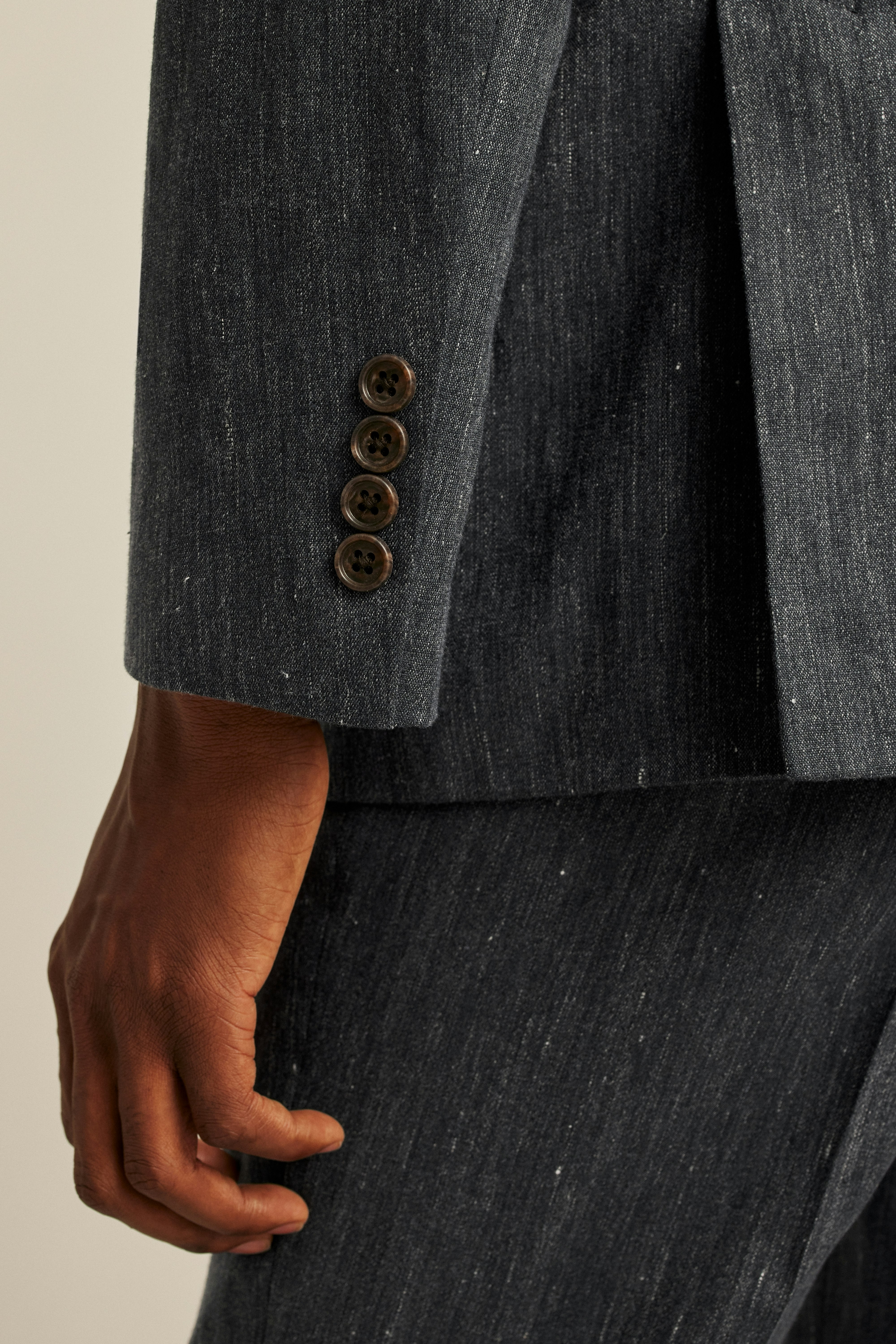 Italian Stretch Linen Suit Jacket charcoal