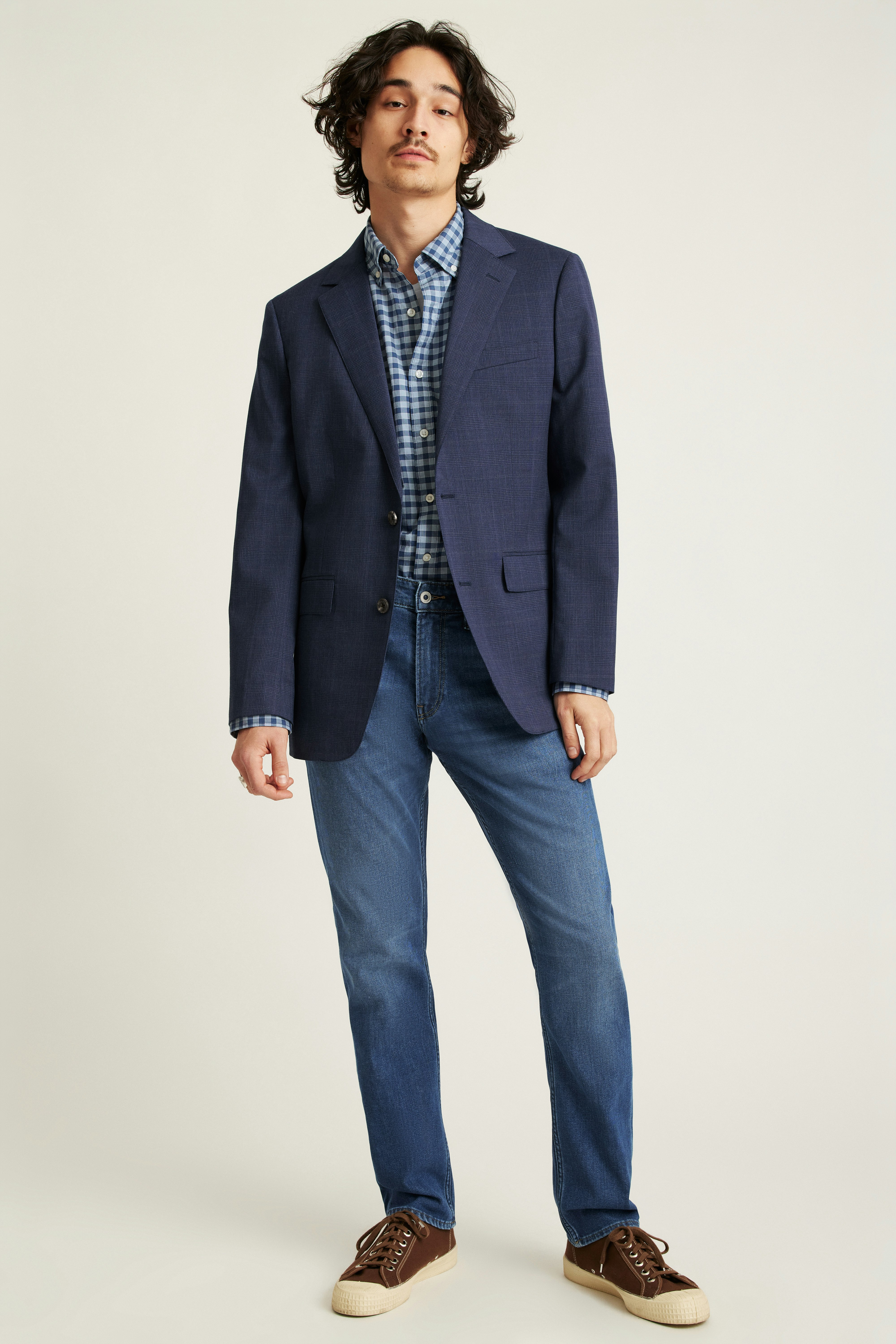 Jetsetter Italian Wool Blazer navy glen plaid