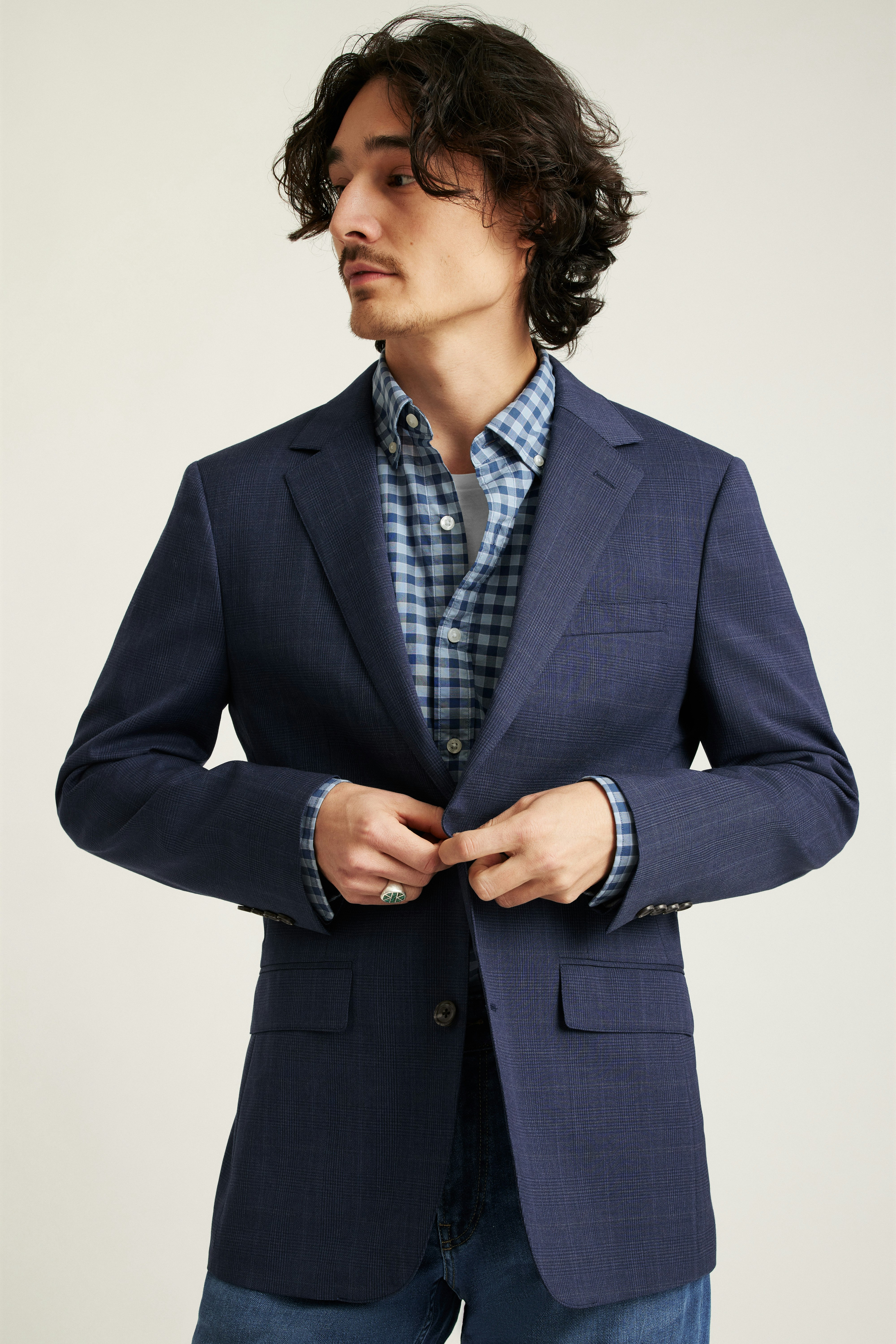 Jetsetter Italian Wool Blazer navy glen plaid