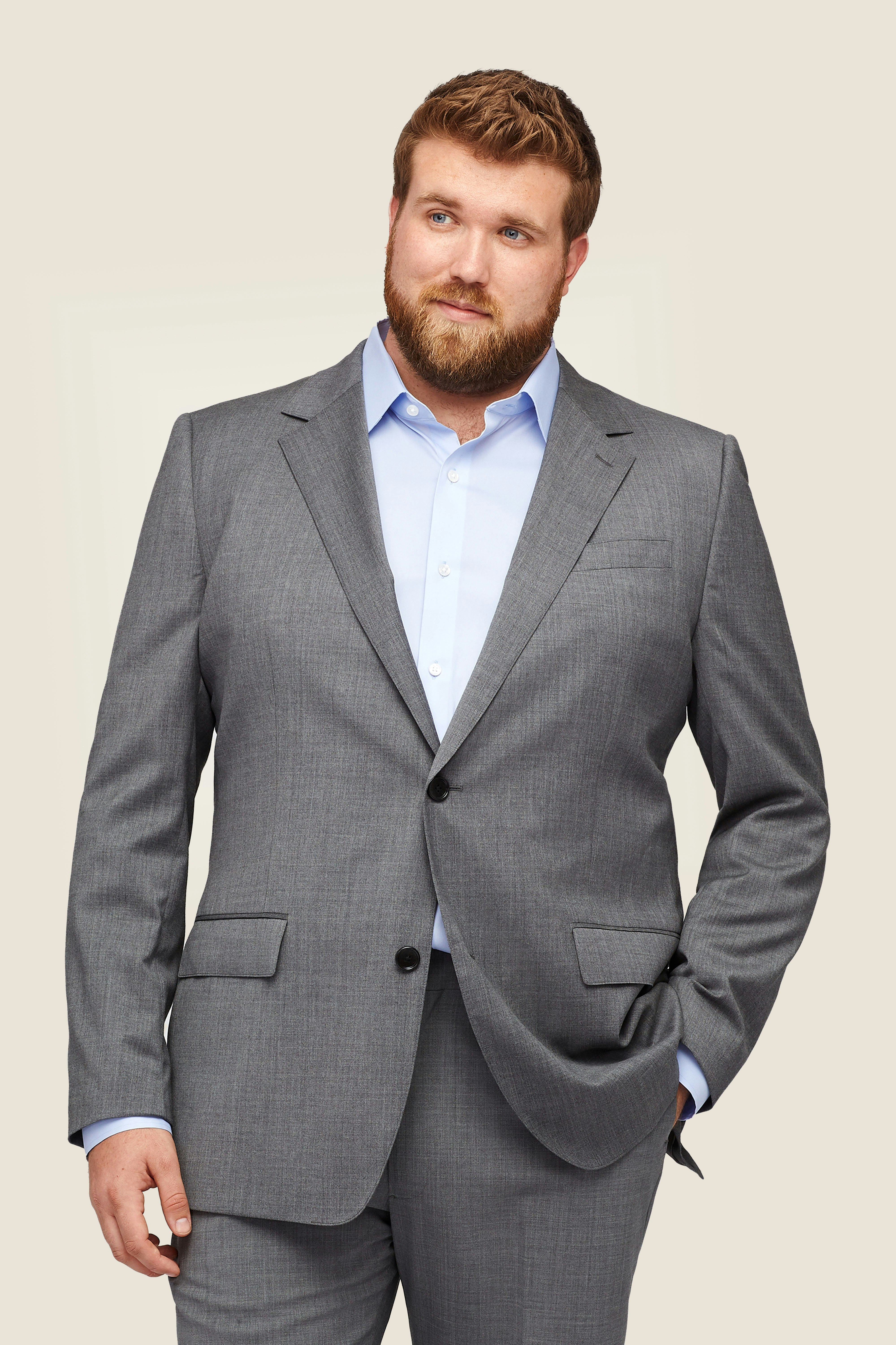 Jetsetter Stretch Wool Suit Jacket Extended Sizes grey