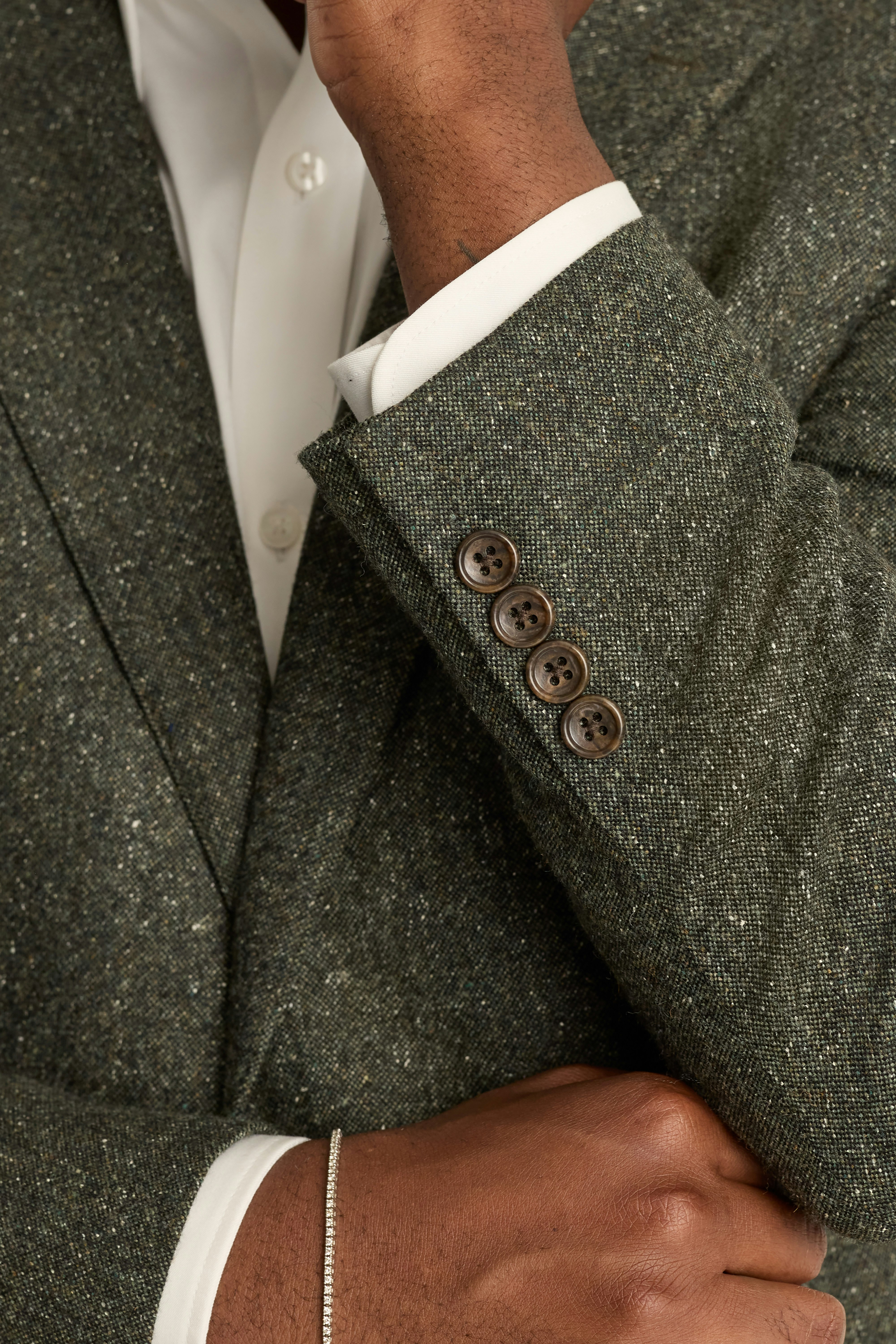 Jetsetter Italian Wool Blazer olive donegal