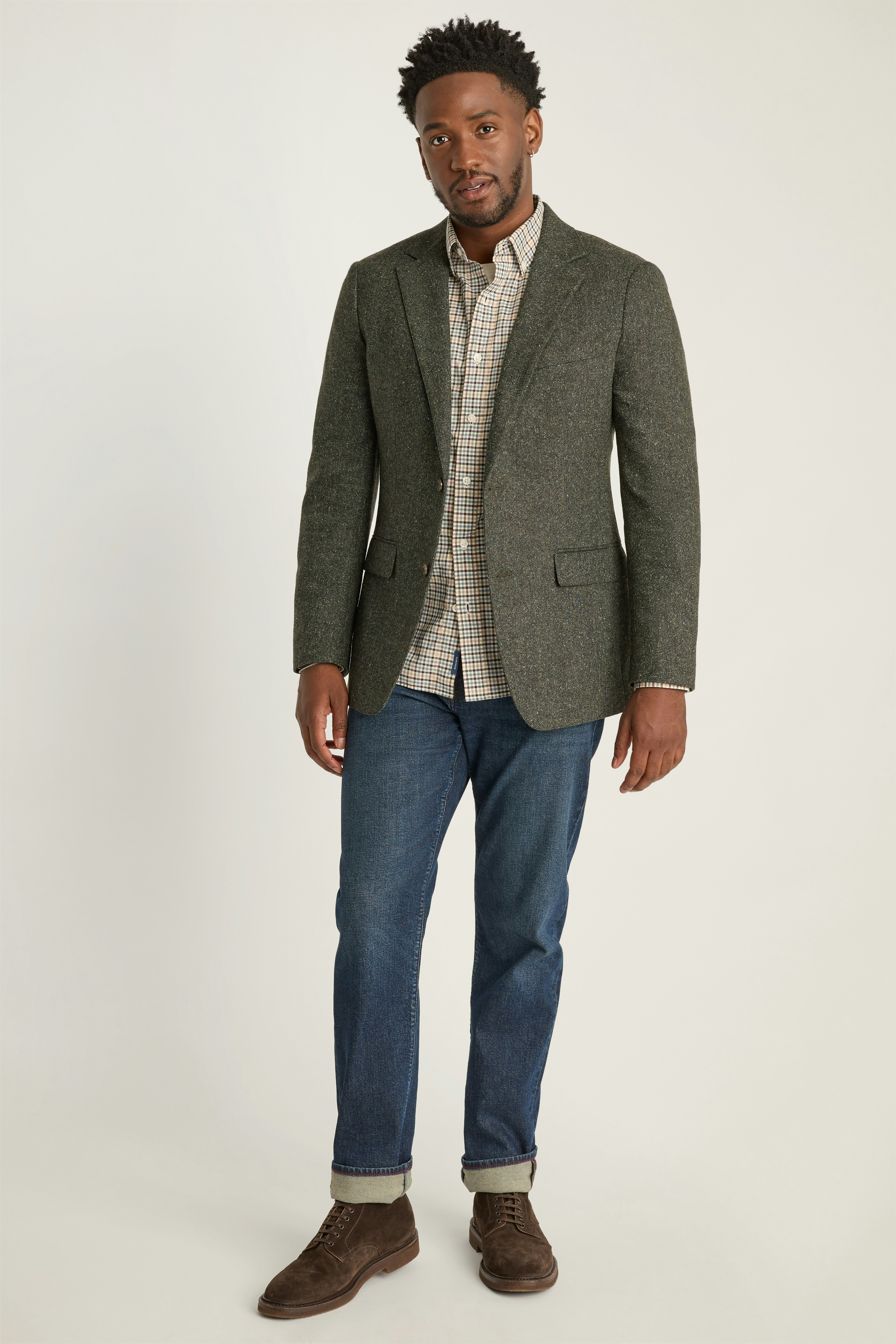 Jetsetter Italian Wool Blazer olive donegal