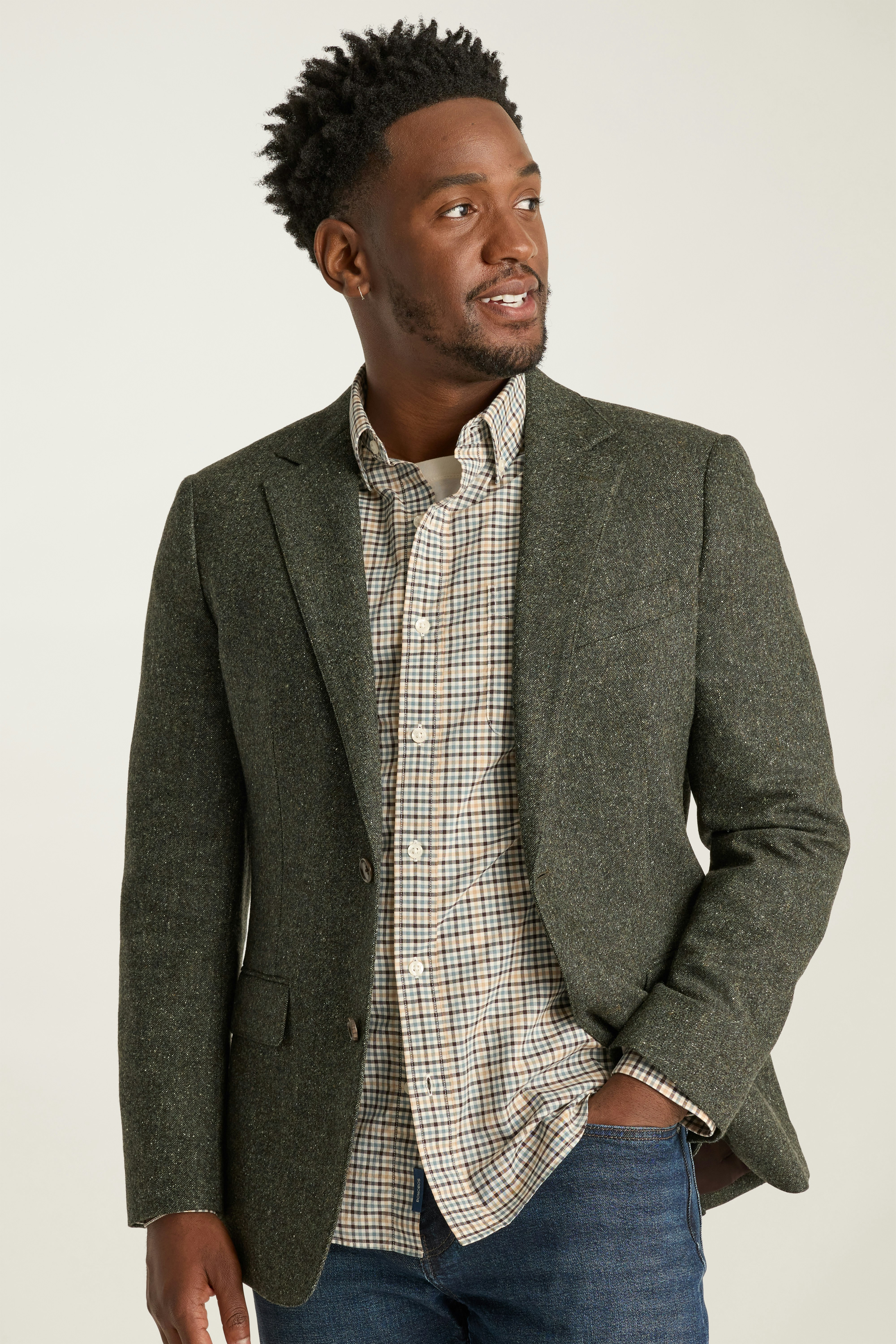 Jetsetter Italian Wool Blazer olive donegal