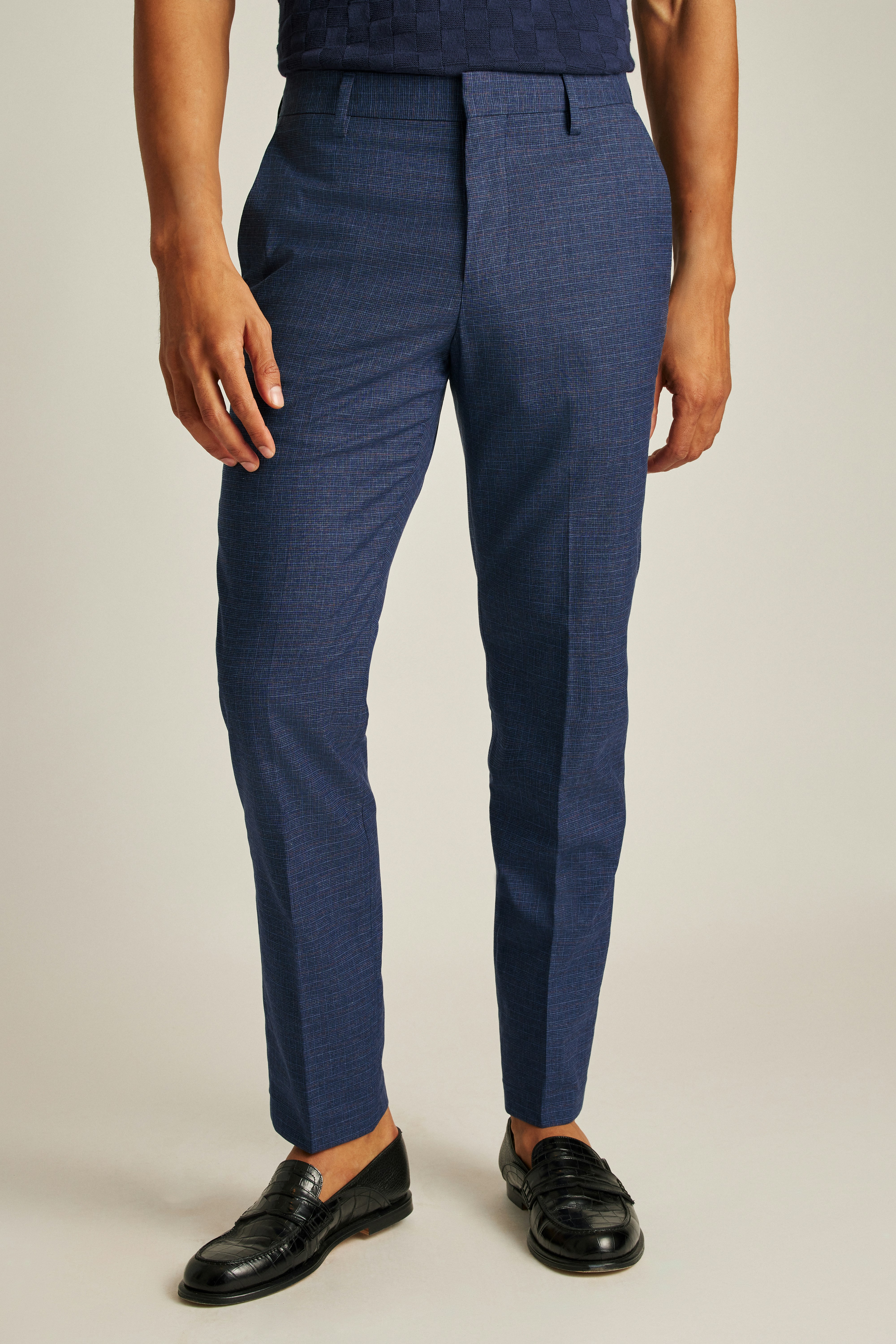 Jetsetter Italian Wool Dress Pant mid navy check