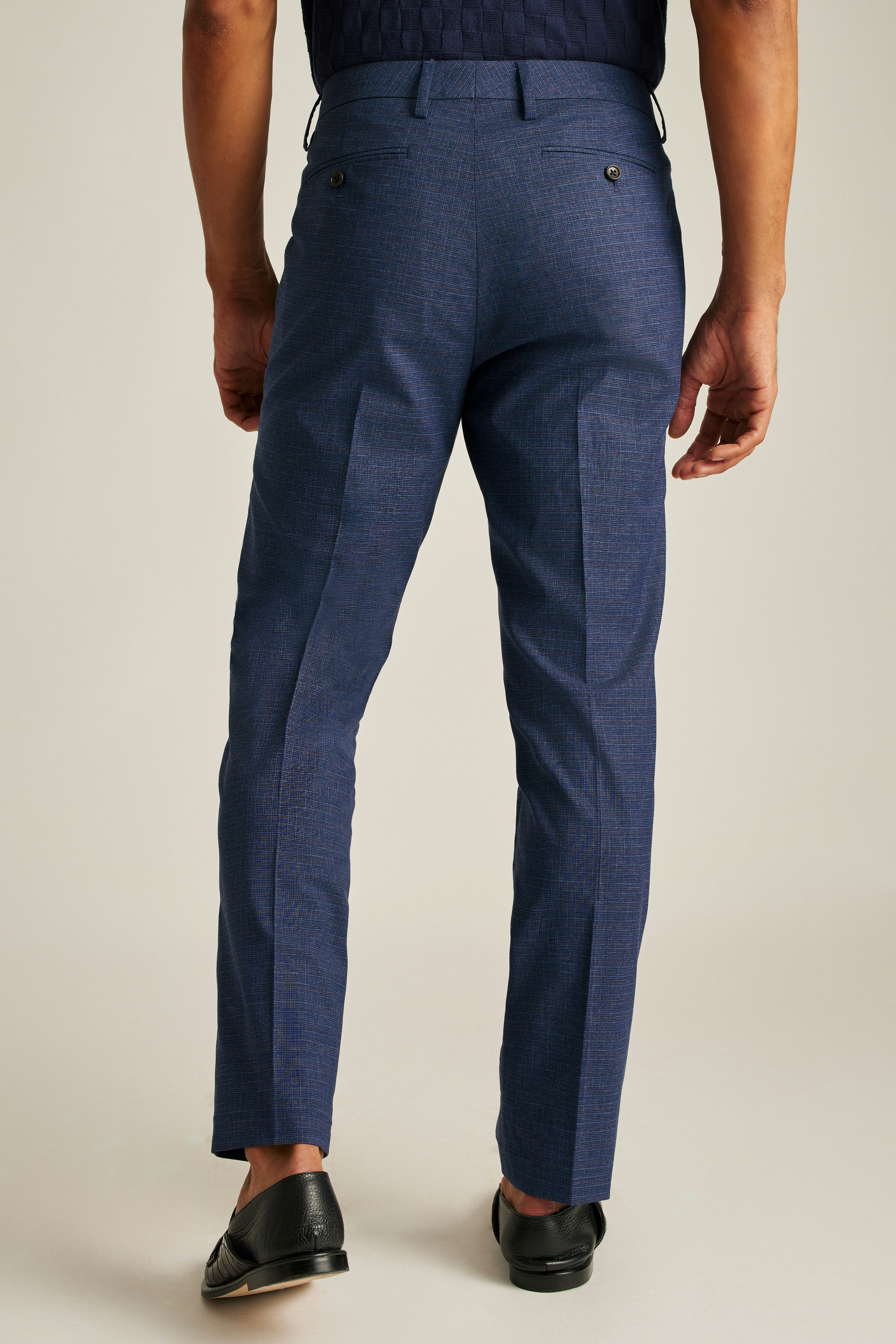 Jetsetter Italian Wool Dress Pant mid navy check