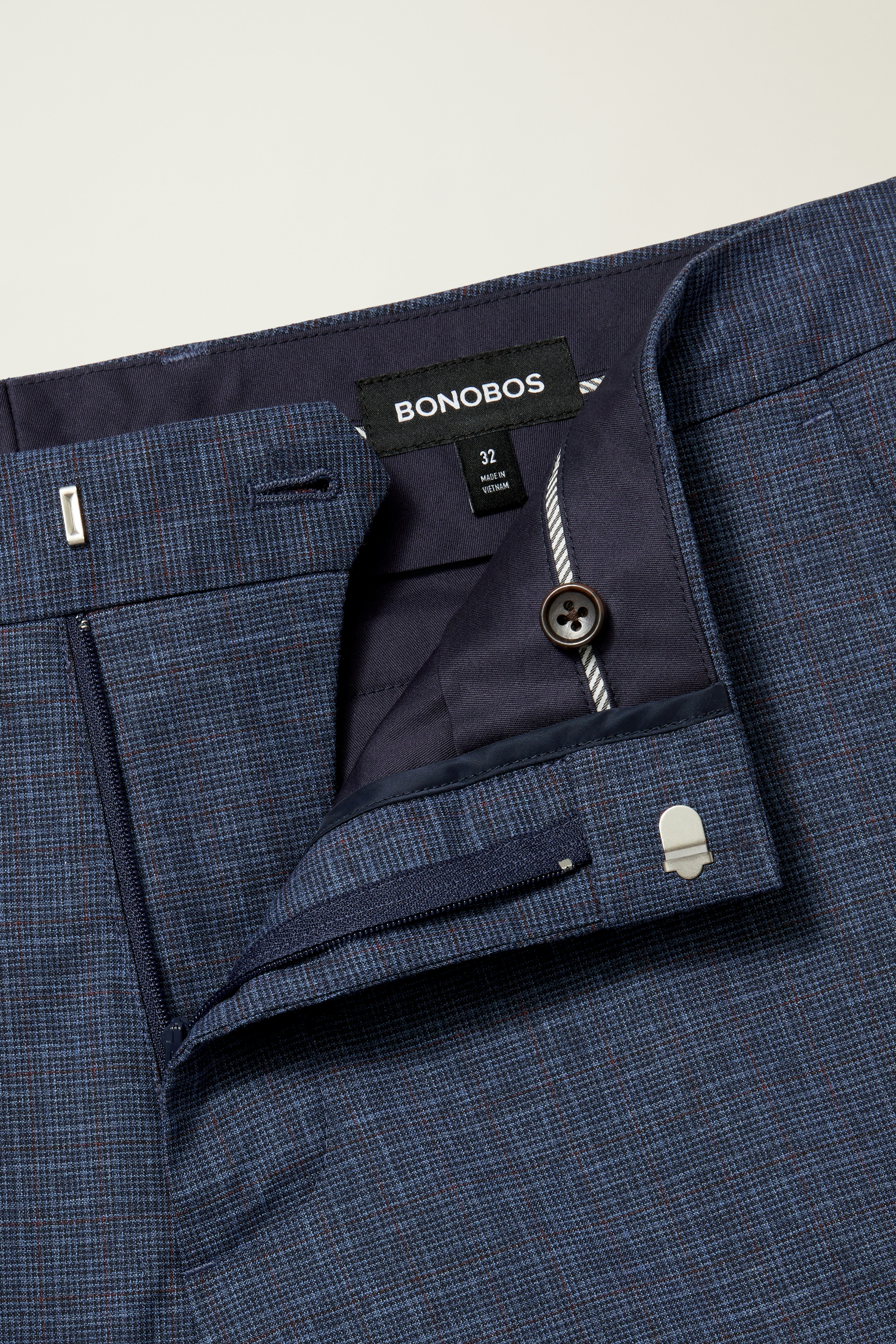 Jetsetter Italian Wool Dress Pant mid navy check