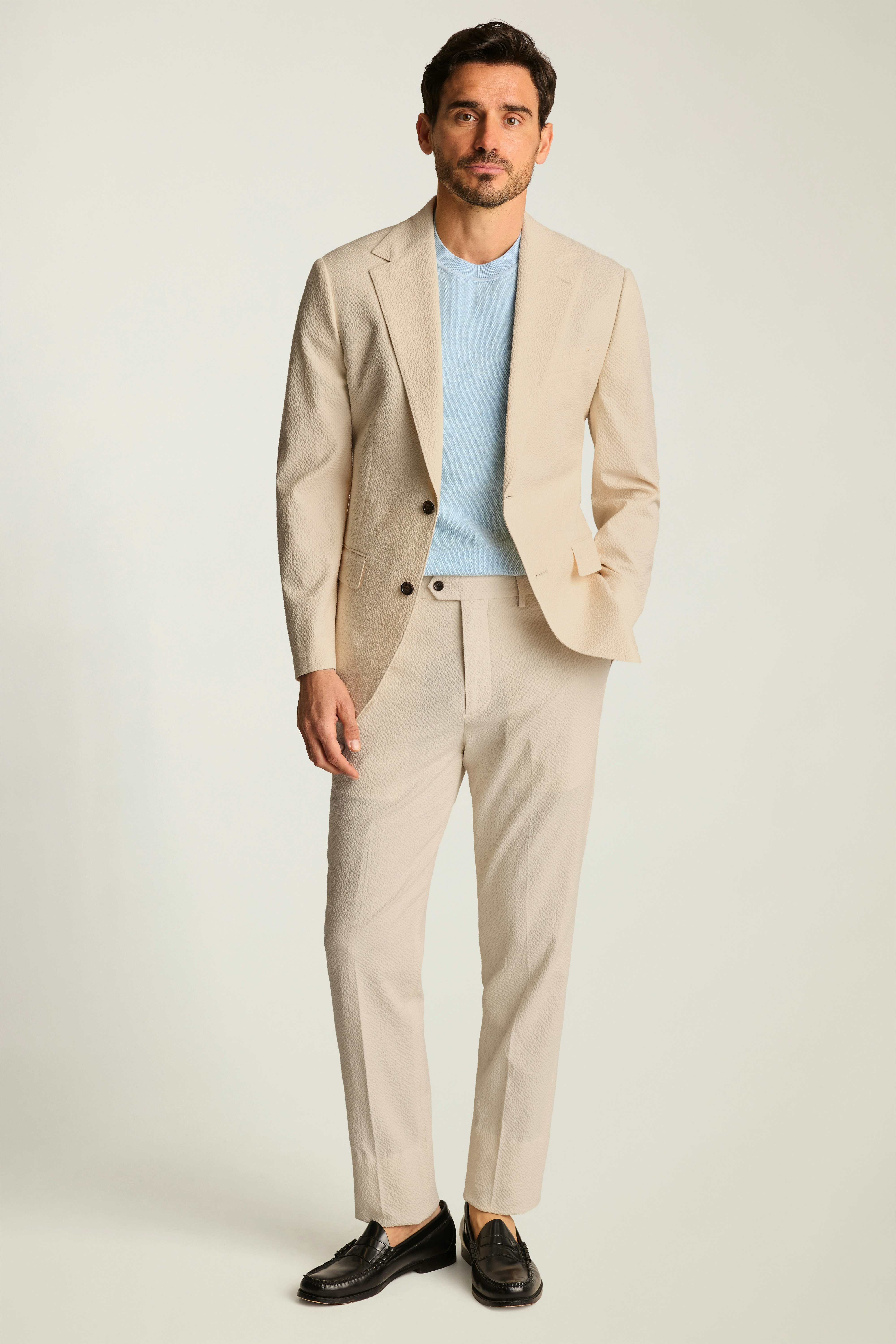 Jetsetter Italian Seersucker Blazer ivory seersucker