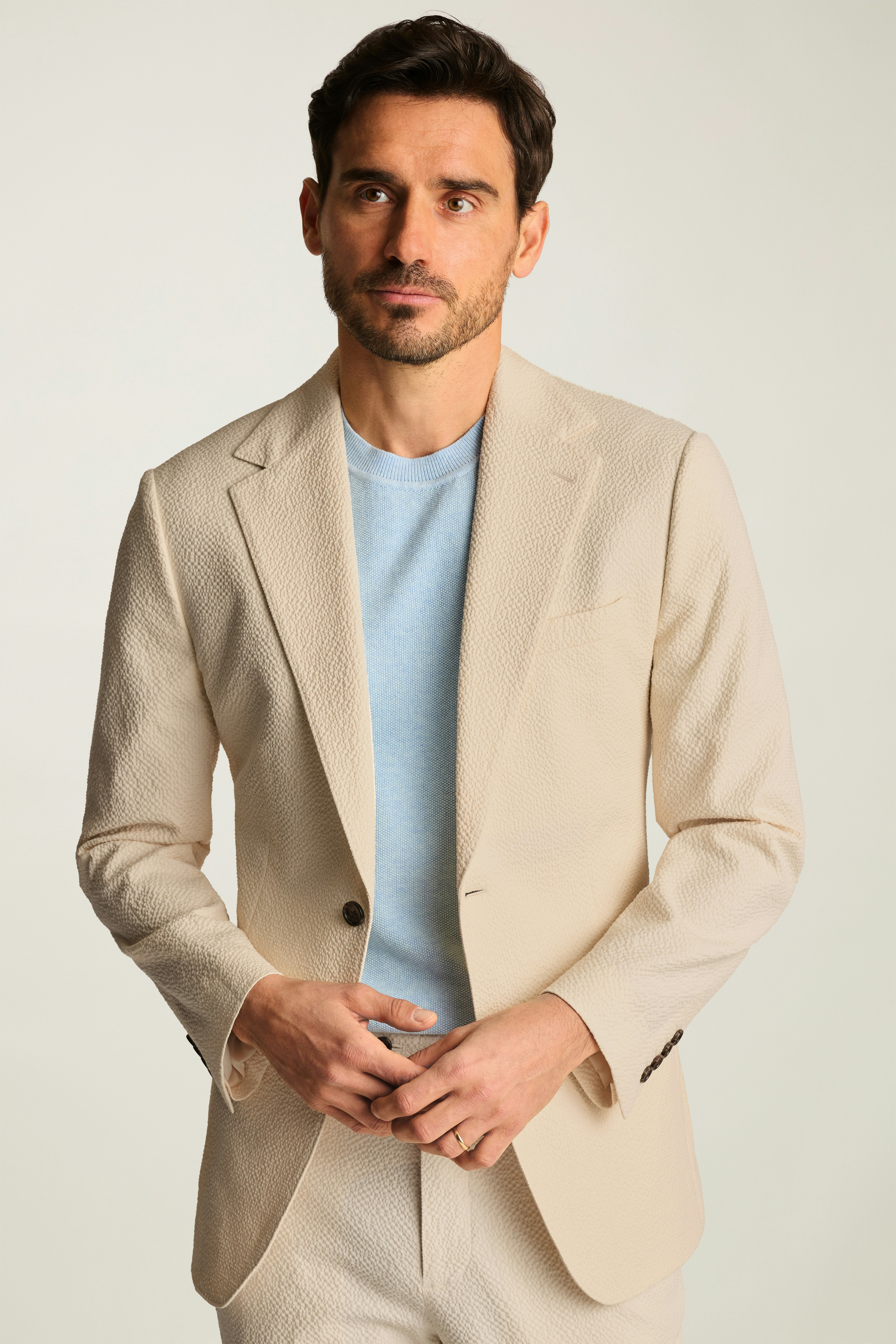 Jetsetter Italian Seersucker Blazer ivory seersucker