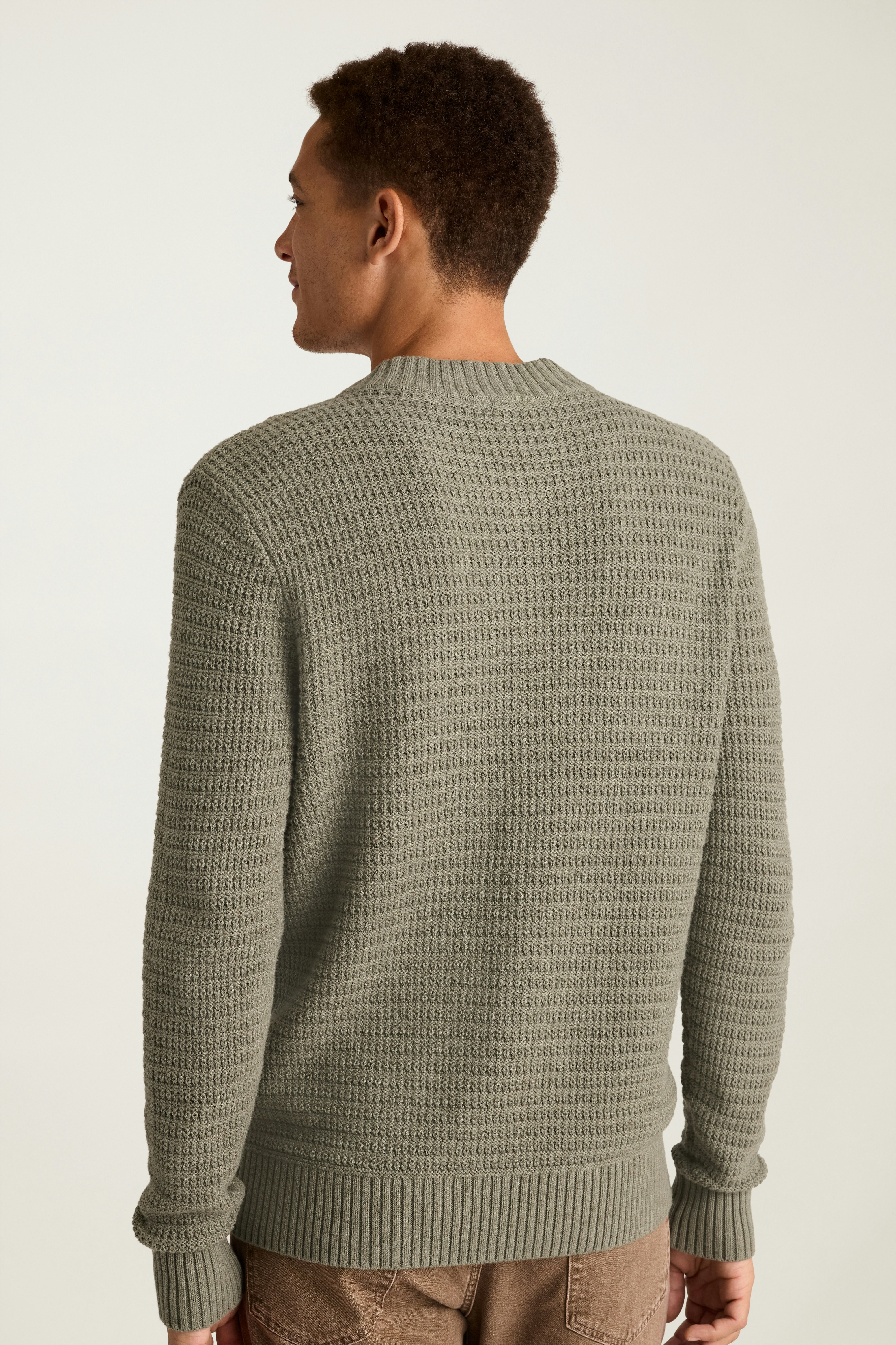 Cotton Cashmere Henley Sweater light olive green