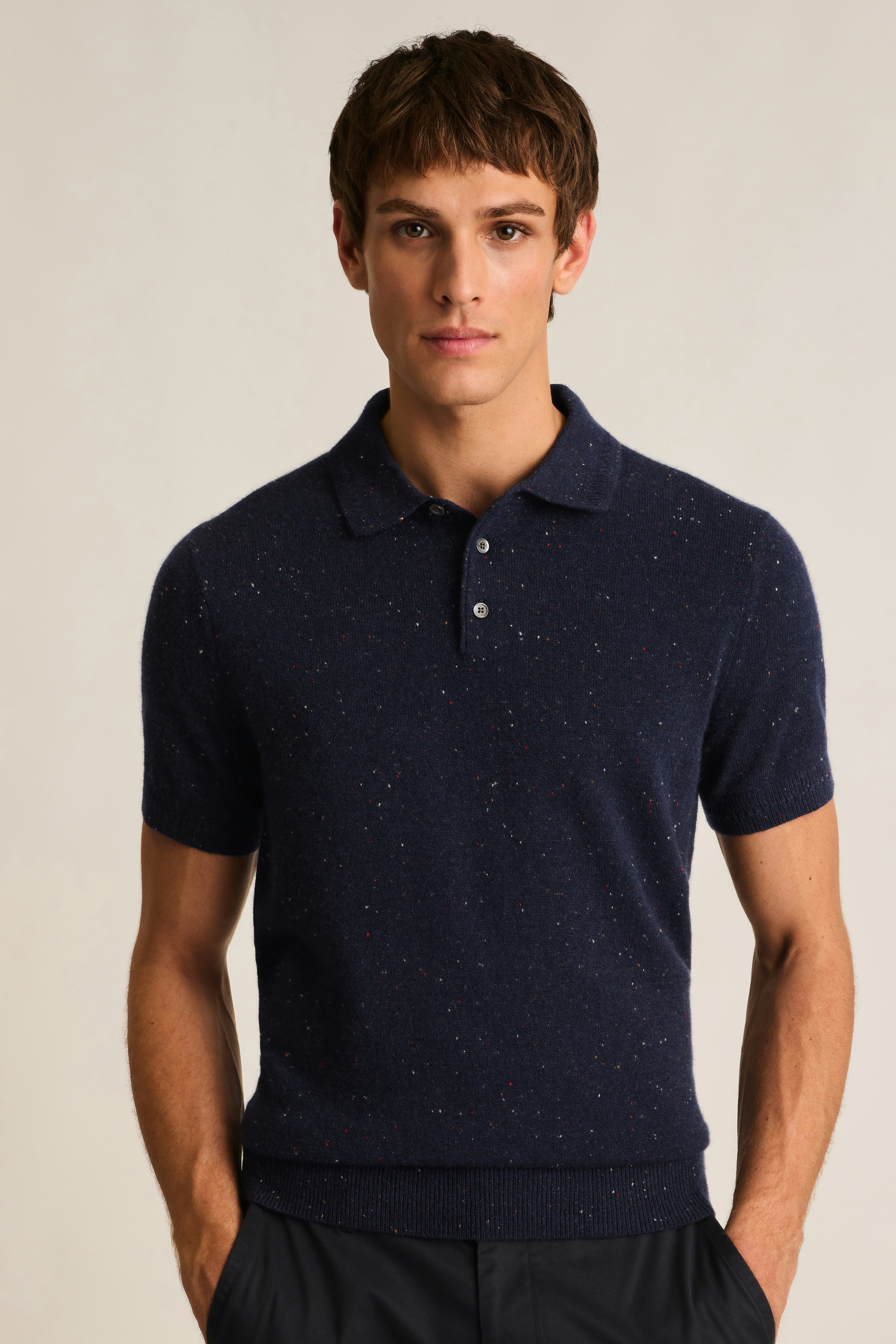 Cashmere Sweater Polo navy blue donegal 3 Cashmere Sweater Polo navy blue donegal