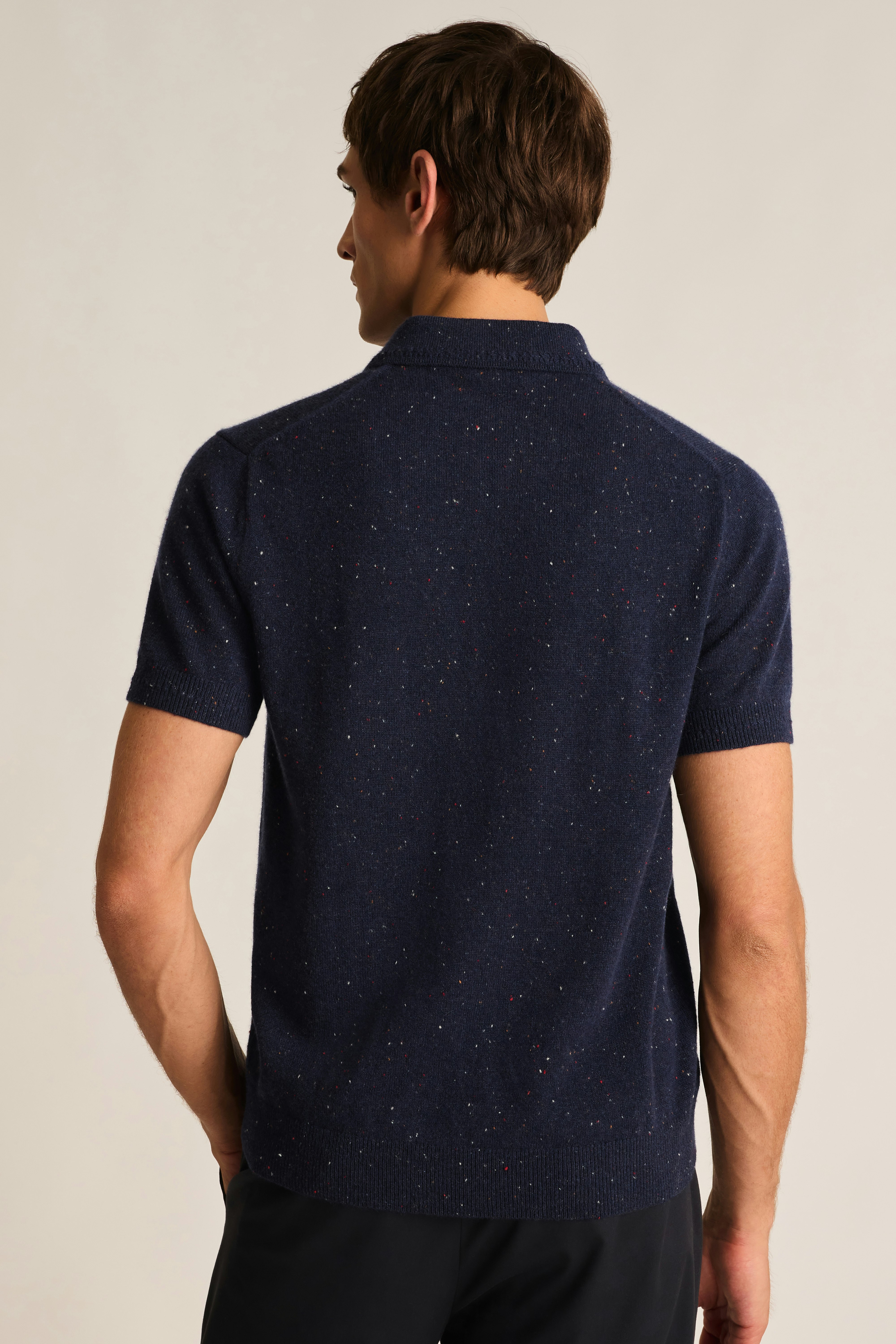 Cashmere Sweater Polo navy blue donegal 4 Cashmere Sweater Polo navy blue donegal