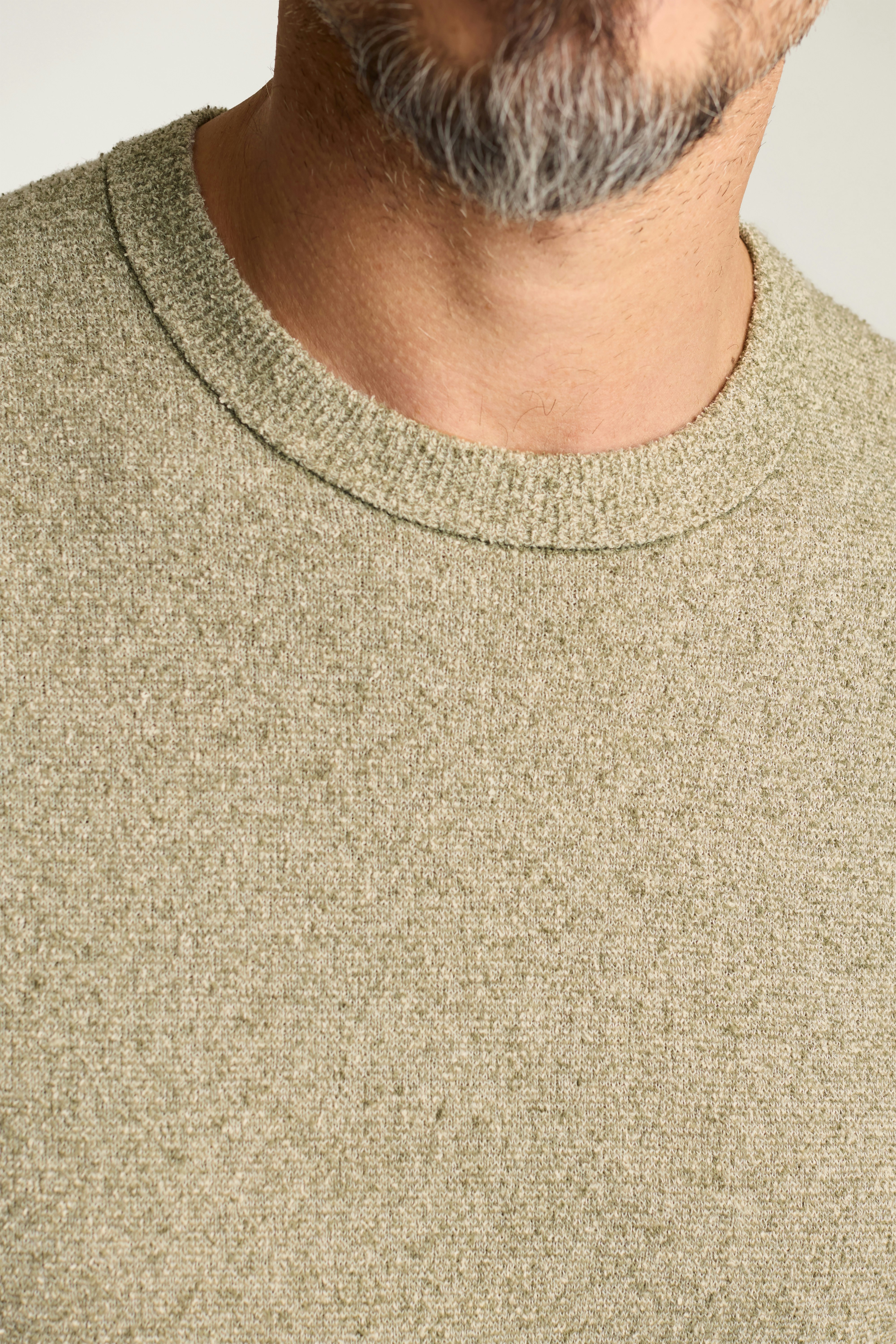 Boucle Cotton Sweater olive stripe