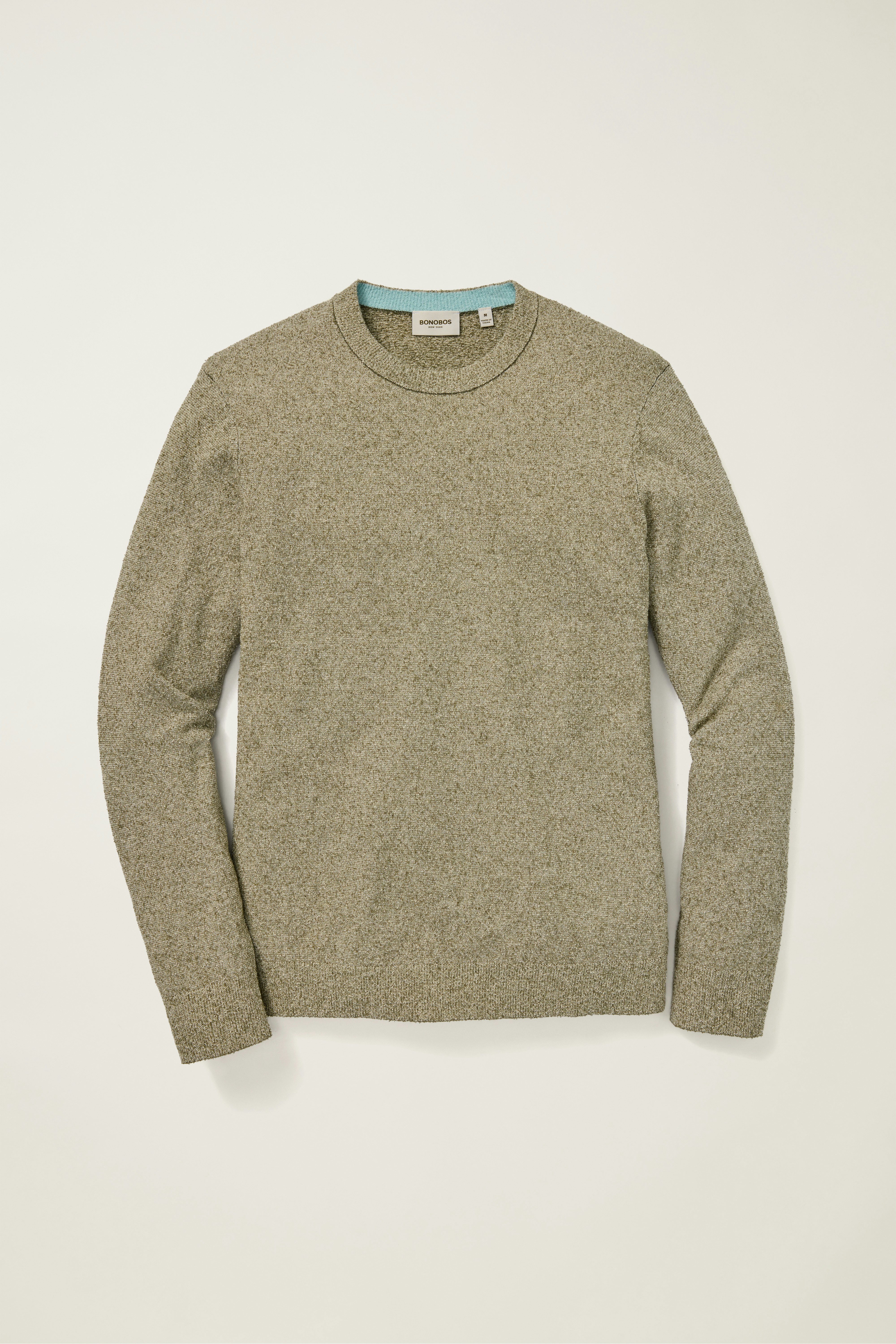 Boucle Cotton Sweater olive stripe
