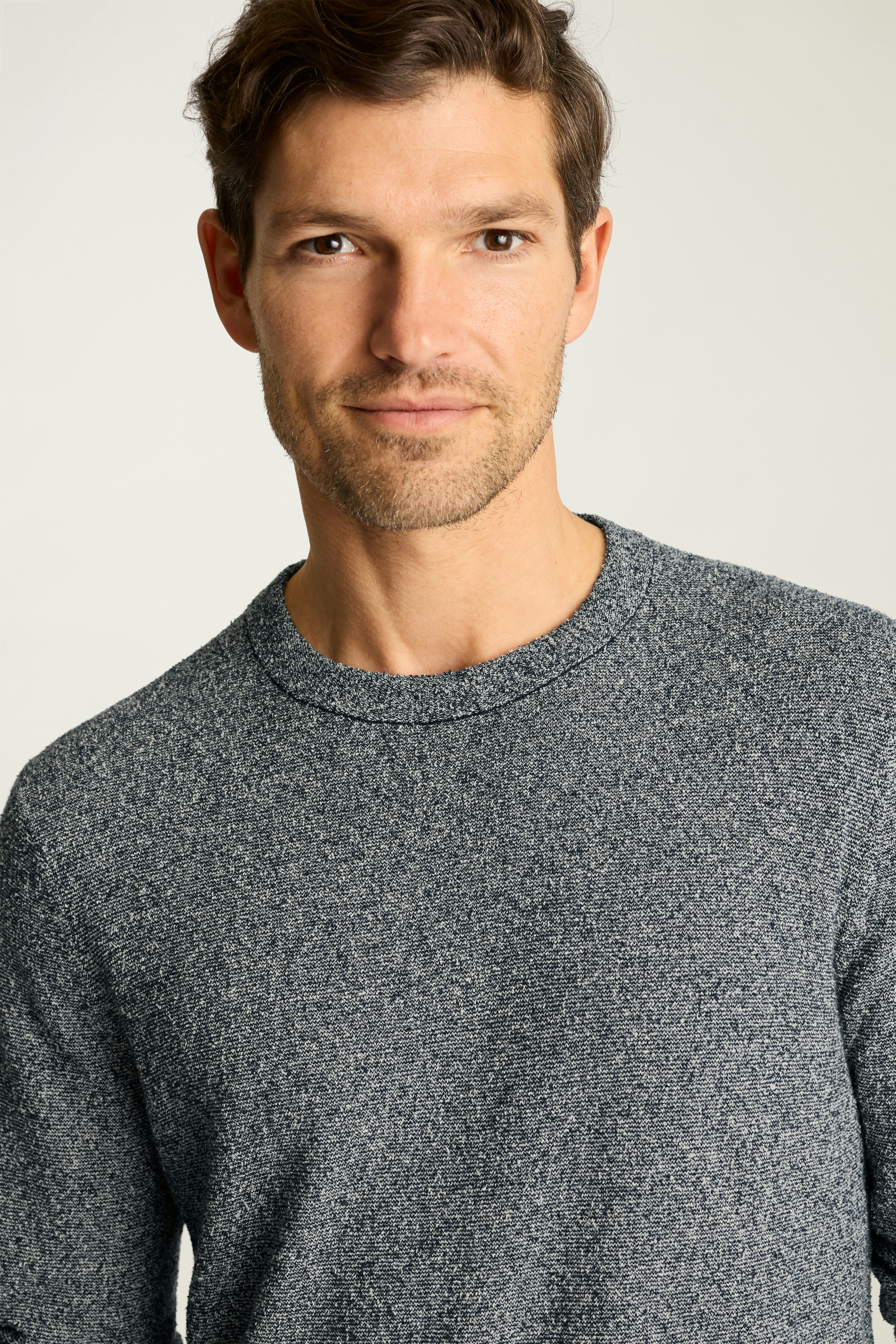 Boucle Cotton Sweater navy stripe