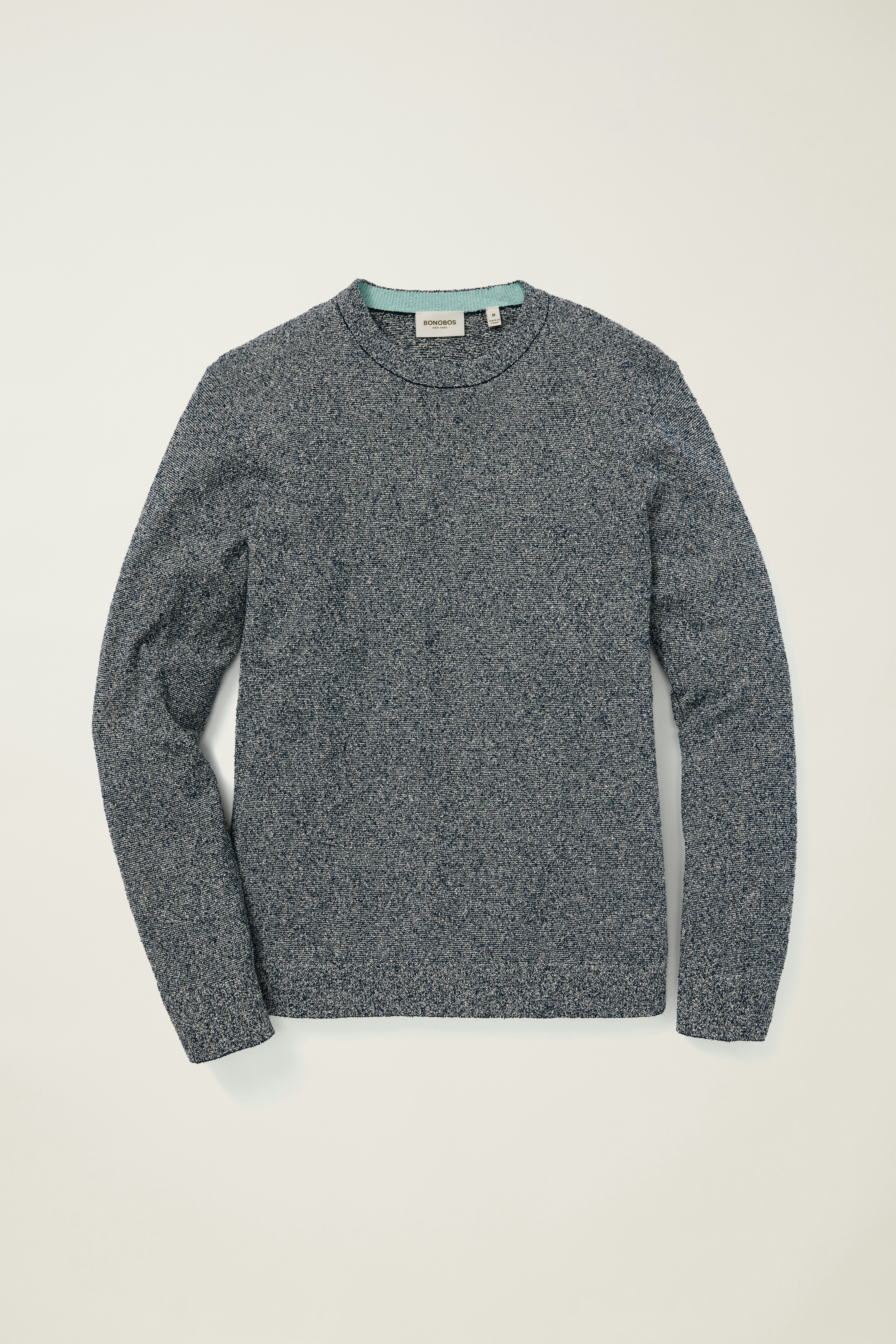 Boucle Cotton Sweater navy stripe