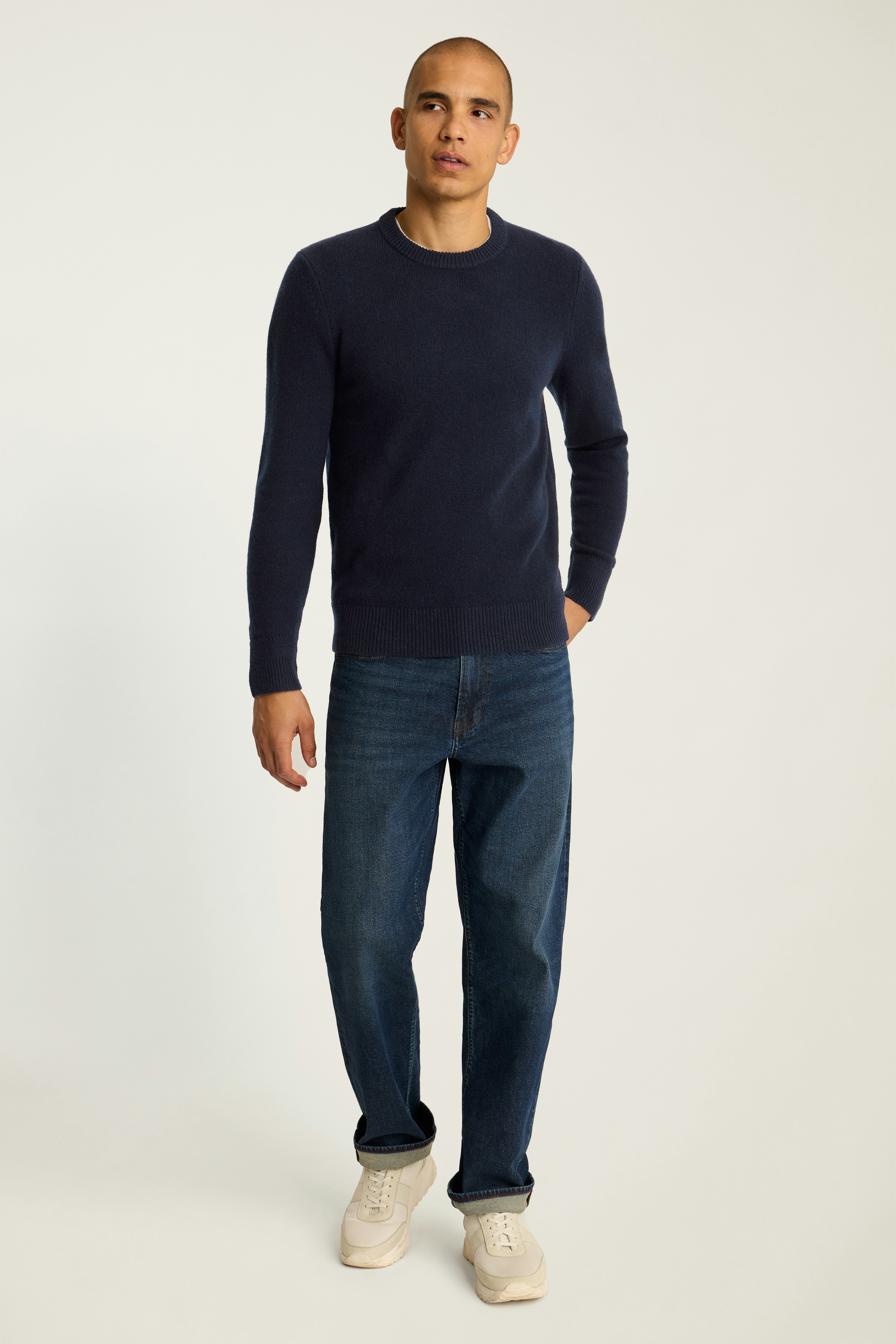 Cashmere Crew Neck Sweater navy blue