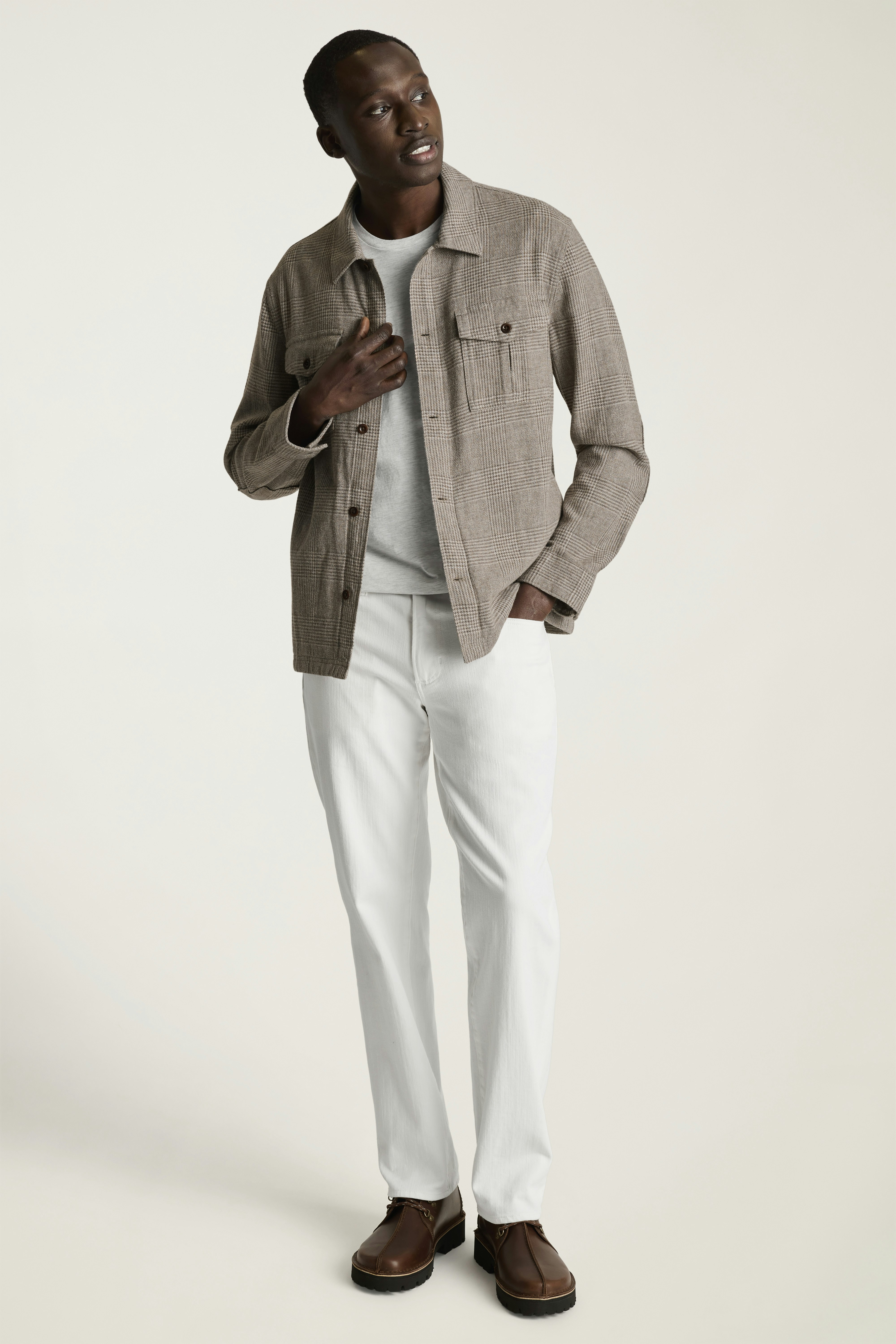 Nantucket Linen Overshirt brown glen check