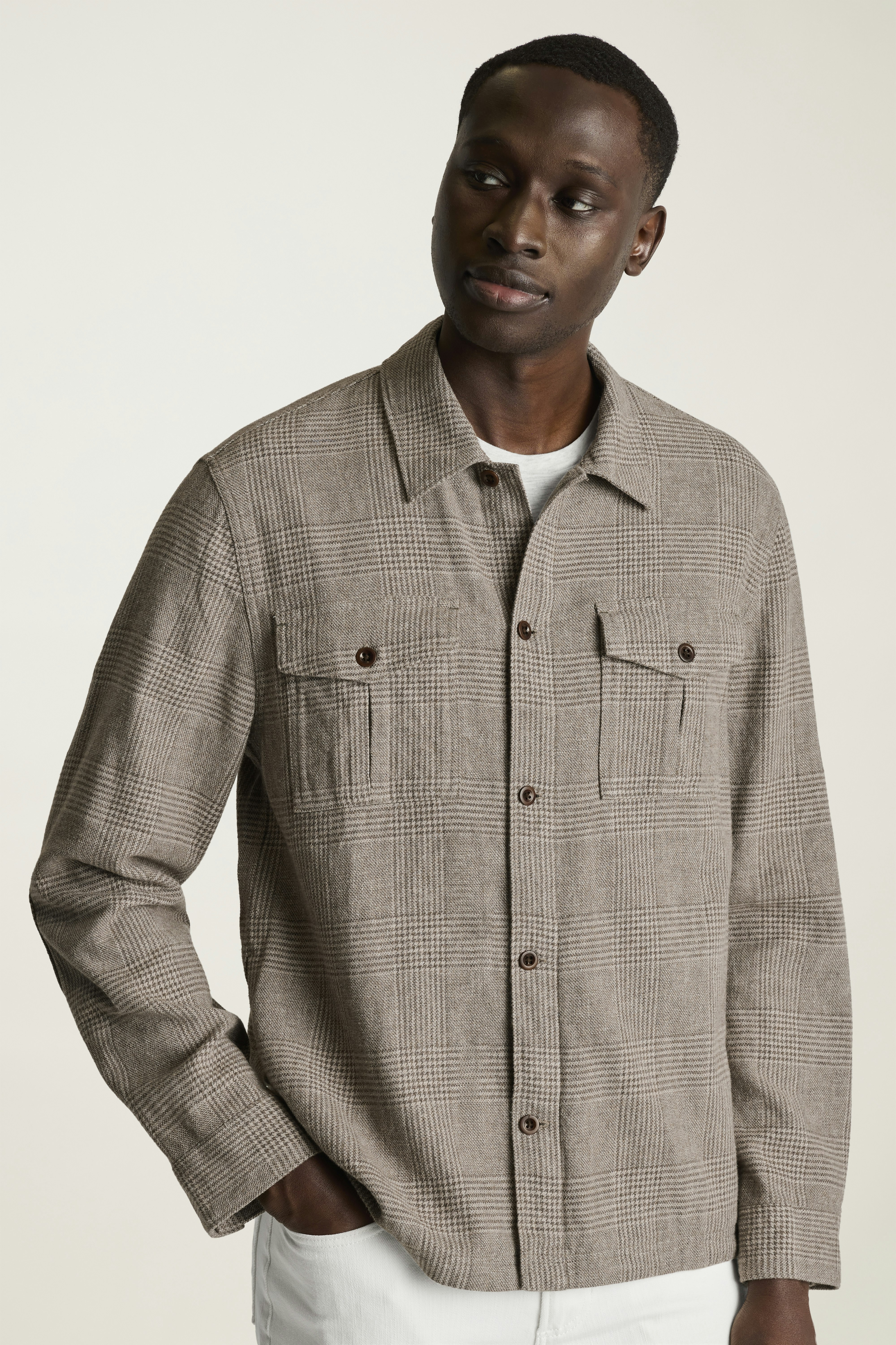 Nantucket Linen Overshirt brown glen check