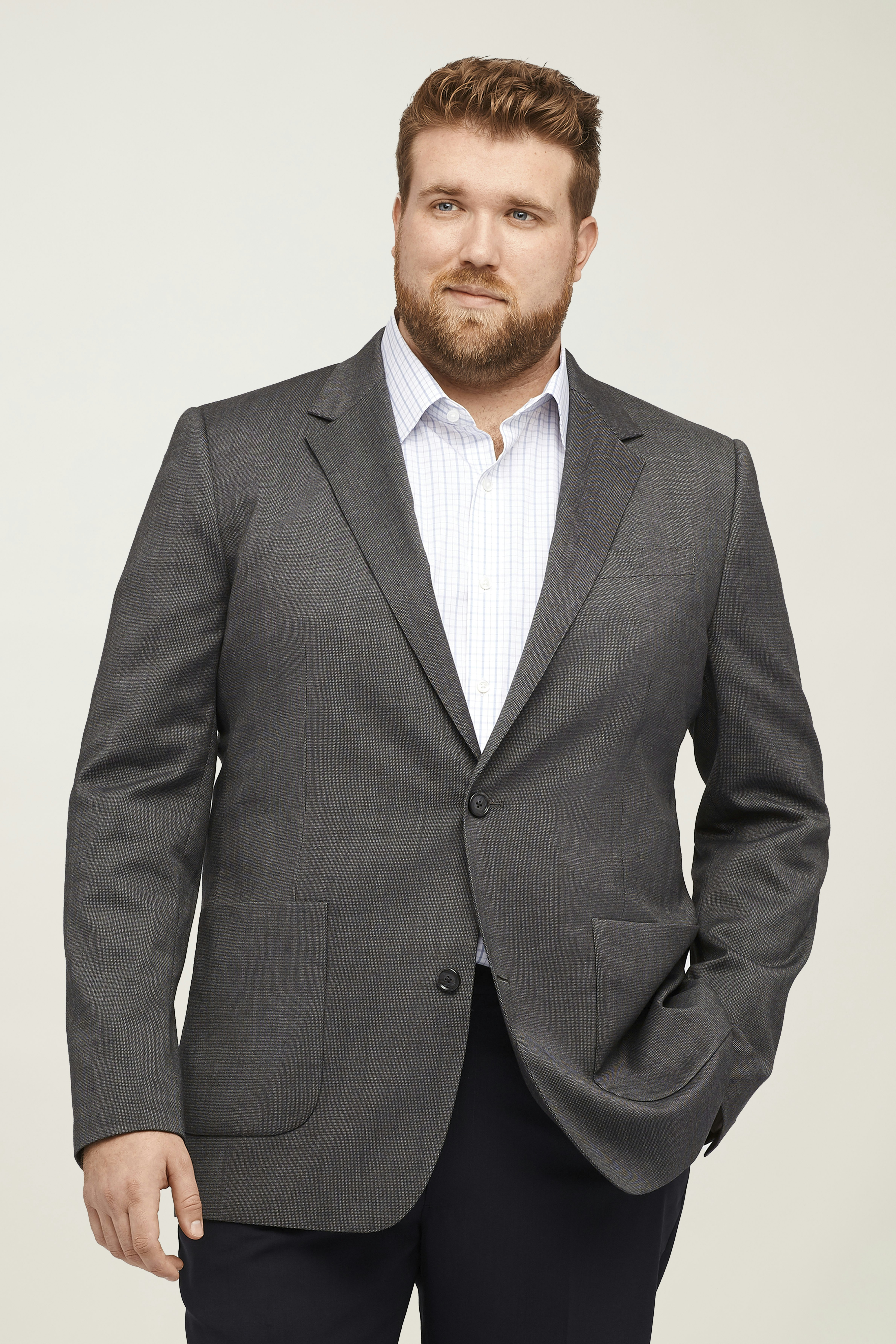 Jetsetter Stretch Italian Wool Blazer Extended Sizes grey